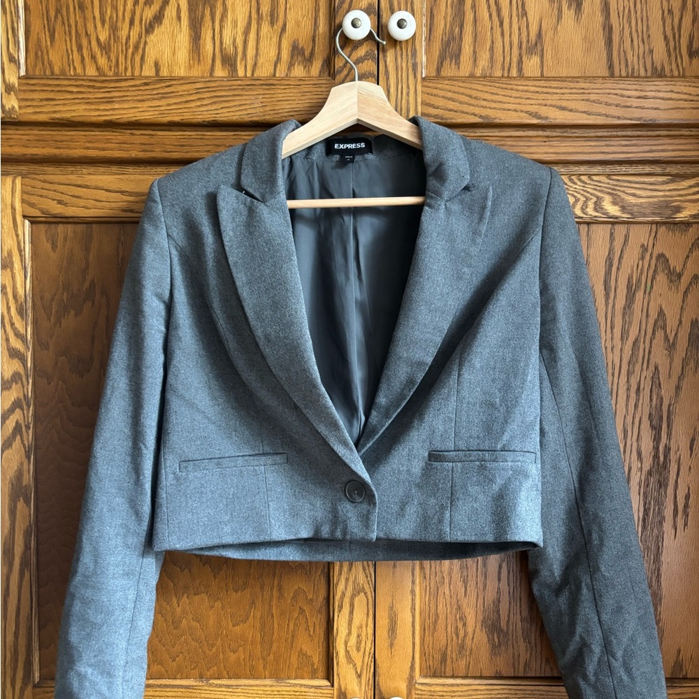 Express Women's Gray Cropped Blazer